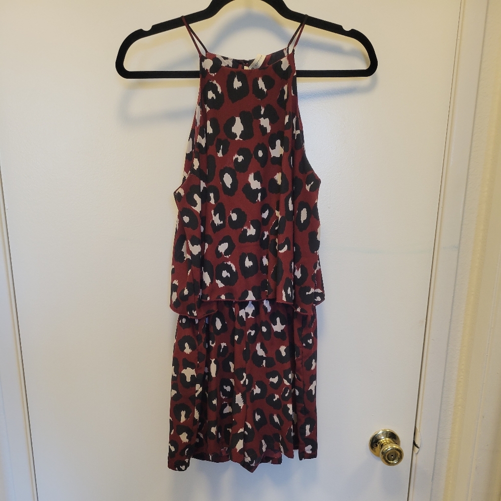 Burgandy Leopard Print Romper